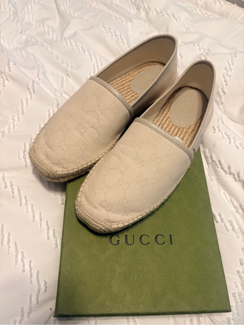Gucci Cream Canvas Espadrille Flats